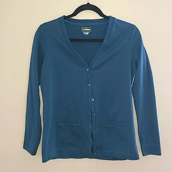 L.L.BEAN‎ CARDIGAN SIZE SMALL BLUE COTTON LIKE NEW - Picture 1 of 7